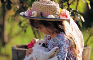 Girl with puppy